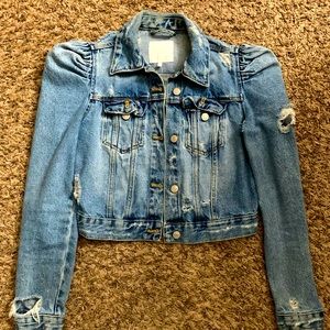 Zara Ruffle Shoulder Denim Jacket